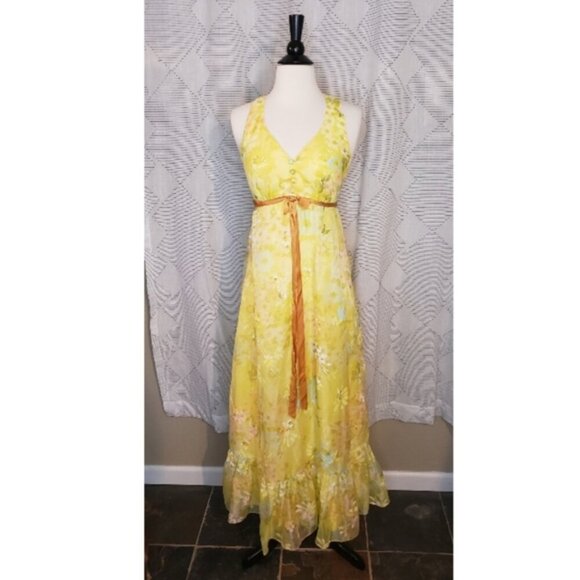 Vintage Dresses & Skirts - Vintage Liuseppé Floral Halter Maxi Dress
